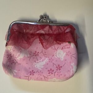 Leaping Bunny print cotton makeup pouch /  Coin Purse